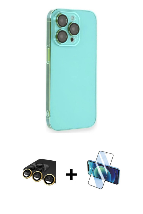 ieg™ iPhone 13 Pro Max Kılıf Siluet Minimal Özel Seri - Siyah 3D Antistatik Cam Ekran Koruyucu + Gol