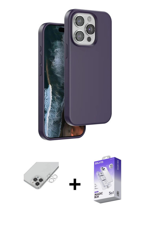 ieg™ iPhone 14 Pro Max Kılıf Kıvılcım Çizgi Serisi - Siyah Bilvis 5in1 3D Magic Cam Ekran Koruyucu +