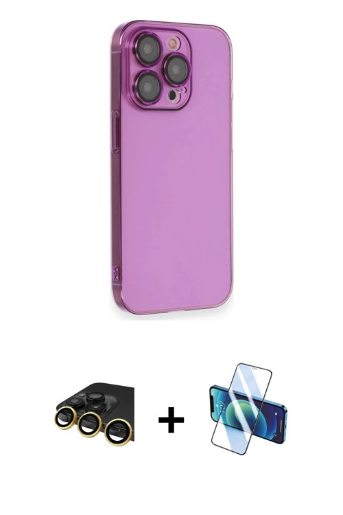 ieg™ iPhone 13 Pro Max Kılıf Siluet Minimal Özel Seri - Siyah 3D Antistatik Cam Ekran Koruyucu + Gol