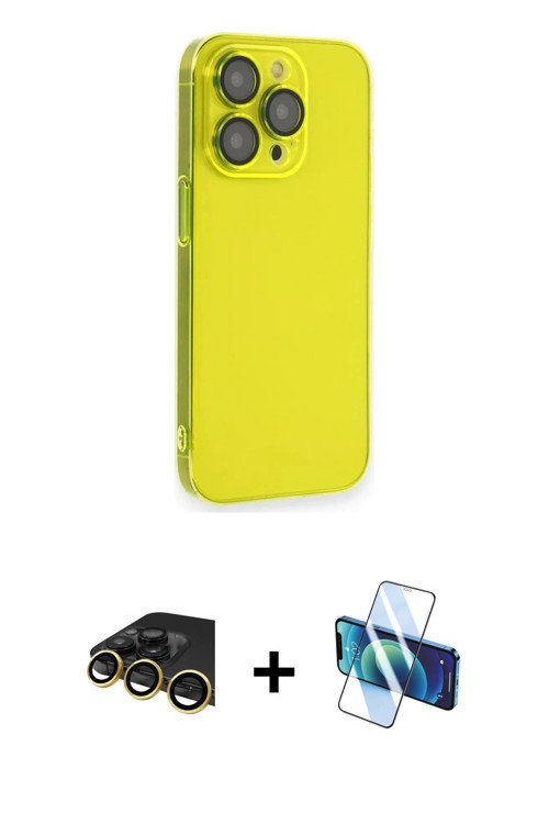 ieg™ iPhone 13 Pro Max Kılıf Siluet Minimal Özel Seri - Siyah 3D Antistatik Cam Ekran Koruyucu + Gol