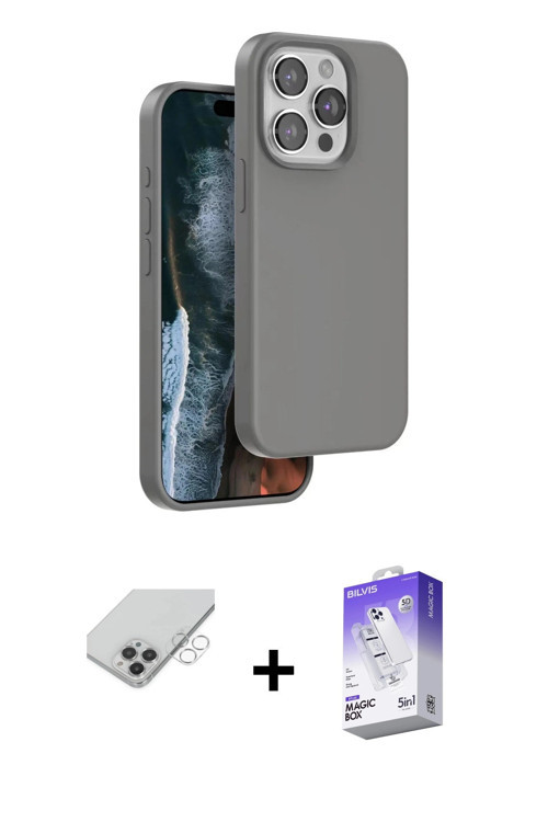 ieg™ iPhone 14 Pro Max Kılıf Kıvılcım Çizgi Serisi - Siyah Bilvis 5in1 3D Magic Cam Ekran Koruyucu +