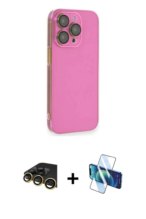 ieg™ iPhone 13 Pro Max Kılıf Siluet Minimal Özel Seri - Siyah 3D Antistatik Cam Ekran Koruyucu + Gol
