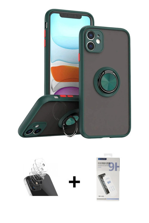 ieg™ iPhone 11 Kılıf Yörünge Çizgi - Şeffaf Uv Polymer Nano Ekran Koruyucu + Şeffaf Kamera Lens Koru