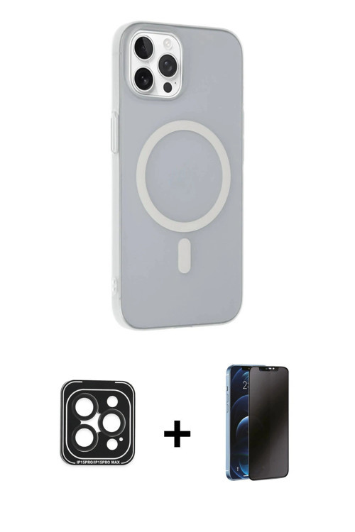 ieg™ iPhone 15 Pro Max Kılıf Çekirdek Modern Prime - Siyah 3D Antistatik Hayalet Cam Ekran Koruyucu