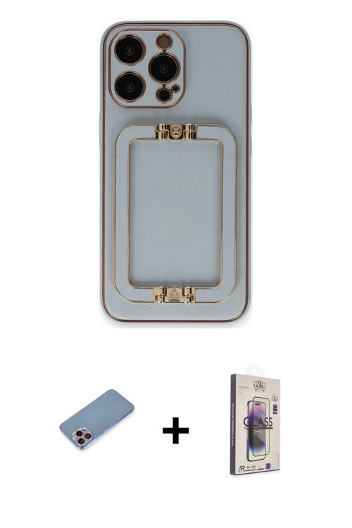 ieg™ iPhone 13 Pro Max Kılıf Kozmos Minimal Prime - Siyah Bilvis 3D Cam Ekran Koruyucu + Pembe Shine
