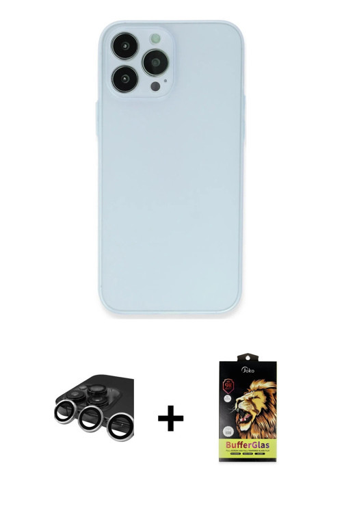 ieg™ iPhone 15 Pro Max Kılıf Atlas Minimal Prime - Siyah Buffer Cam Ekran Koruyucu + Gümüş Raze Meta