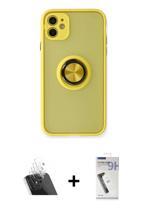 ieg™ iPhone 11 Kılıf Yörünge Çizgi - Şeffaf Uv Polymer Nano Ekran Koruyucu + Şeffaf Kamera Lens Koru