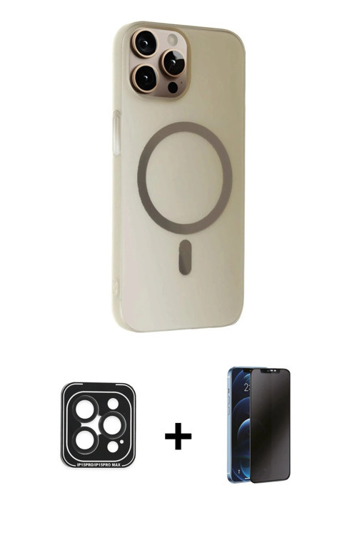 ieg™ iPhone 15 Pro Max Kılıf Çekirdek Modern Prime - Siyah 3D Antistatik Hayalet Cam Ekran Koruyucu