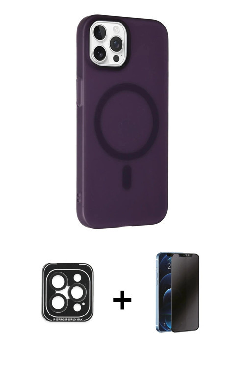 ieg™ iPhone 15 Pro Max Kılıf Çekirdek Modern Prime - Siyah 3D Antistatik Hayalet Cam Ekran Koruyucu