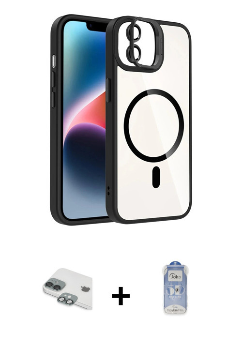 ieg™ iPhone 11 Kılıf Yadigar Asil Koleksiyonu - Siyah Joko Magic 5D Cam + Yeşil Pers Alüminyum Kamer