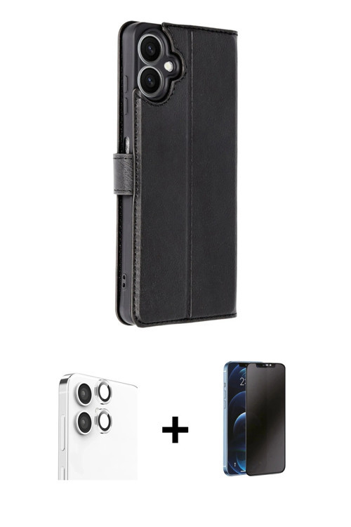 ieg™ Galaxy A06 Kılıf Siluet Işık Serisi - Siyah 3D Antistatik Hayalet Cam Ekran Koruyucu + Gümüş Ra