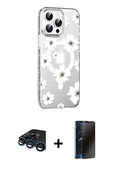 ieg™ iPhone 15 Pro Kılıf Yörünge Işık Prime - Siyah 3D Antistatik Hayalet Cam Ekran Koruyucu + Laciv