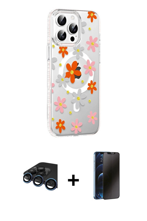 ieg™ iPhone 15 Pro Kılıf Yörünge Işık Prime - Siyah 3D Antistatik Hayalet Cam Ekran Koruyucu + Laciv