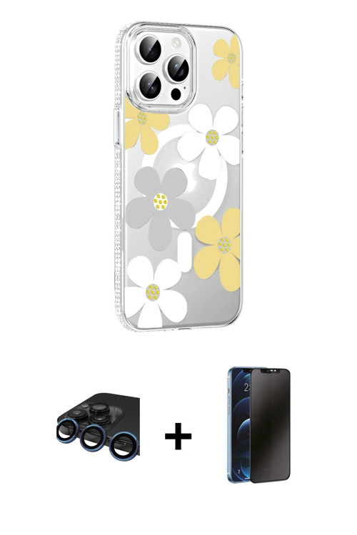 ieg™ iPhone 15 Pro Kılıf Yörünge Işık Prime - Siyah 3D Antistatik Hayalet Cam Ekran Koruyucu + Laciv