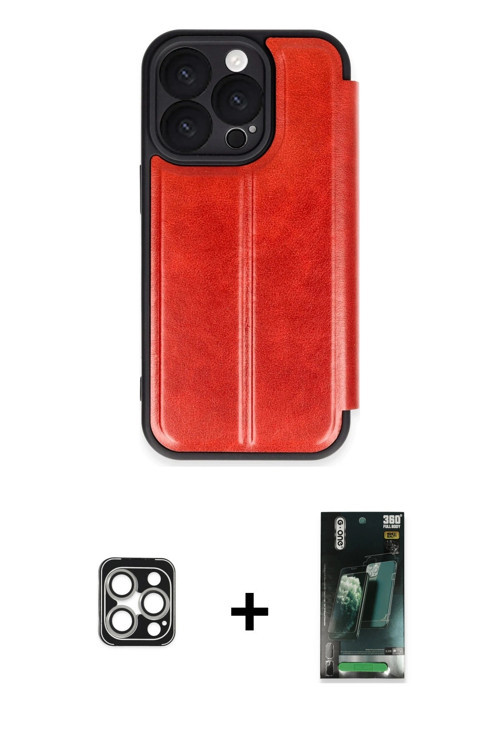 ieg™ iPhone 16 Pro Max Kılıf Zirve Yansıma Serisi - Siyah 360 Mat Full Body Arka Koruyucu + Gümüş PV