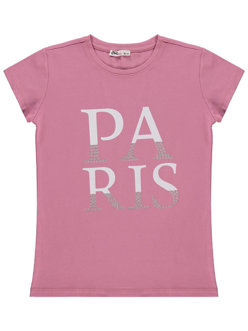 Paris Baskılı 10-13 Yaş Tişört - Pembe