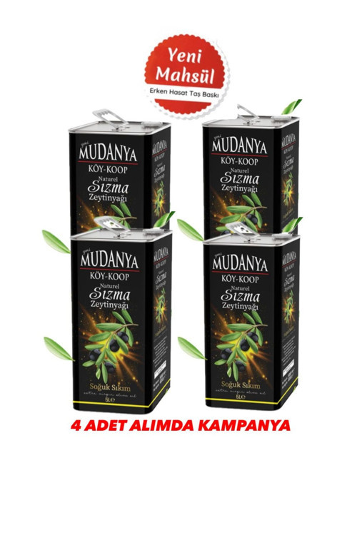 -KOOP NATUREL SIZMA ZEYTİNYAĞI Mudanya Natürel Soğuk Sıkım Sızma Zeytinyağı 4*5L 4ad