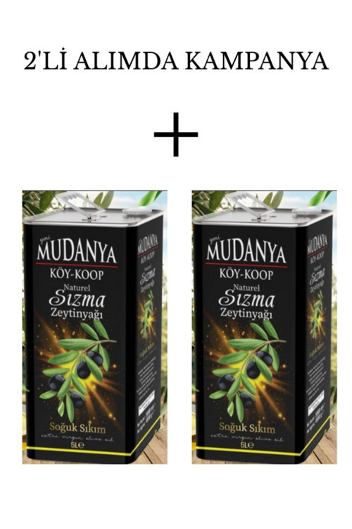 -KOOP NATUREL SIZMA ZEYTİNYAĞI Mudanya Sızma Natürel Soğuk Sıkım 2*5L Zeytinyağı
