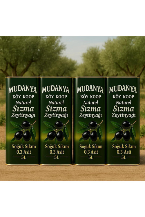 -KOOP NATUREL SIZMA ZEYTİNYAĞI Mudanya Soğuk Sıkım Sızma Natürel 4*5L 4AD Zeytinyağı