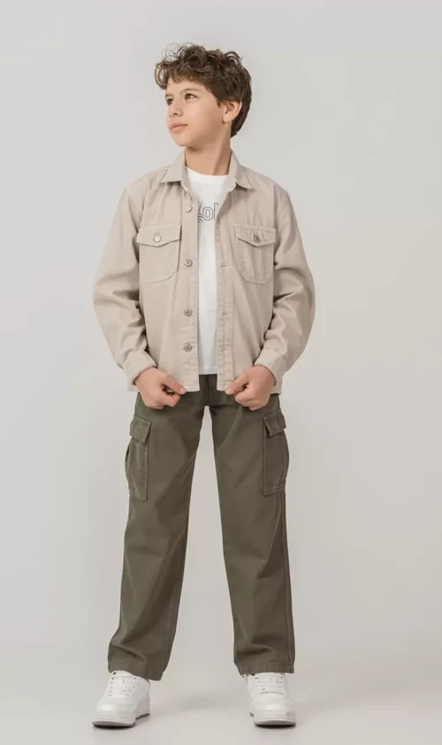 ERKEK ÇOCUK MEVSİMLİK ŞIK 3'LÜ KOMBİN TAKIM (KARGO CEPLİ) (Bir Beden Büyük Önerilir)