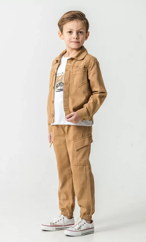 Erkek Çocuk Bayramlik 3Lü Takim (Pantolon Lastiği Paçali Kargo Cepli) (Bir Beden Büyük Önerilir)