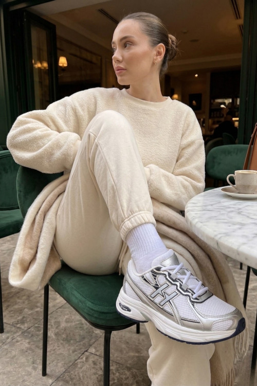 HYNEX Kadın Kalın Taban Bağcıklı Günlük Sneaker Spor Ayakkabı
