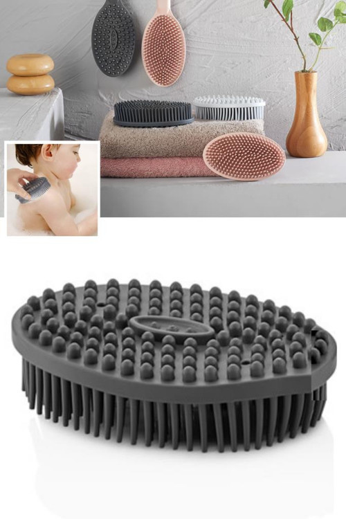 Bebek Çocuk Vücut Masaj Fırçası, Çift Taraflı Sırt Kese Banyo Duş Bebek Masaj Yumuşak Fırça FÜME