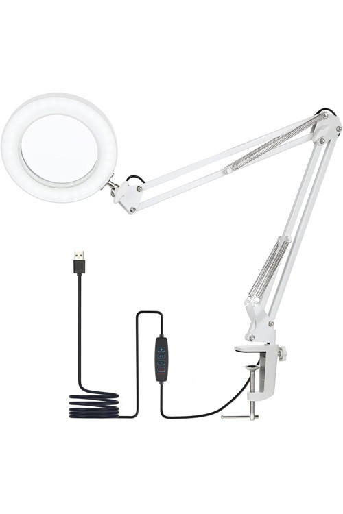 Katlanabilir 8X Büyüteçli Led Yüz Bakımı Güzellik Tatto Led Masa Lambası - 3Renk Modu,10 Seviye Işık
