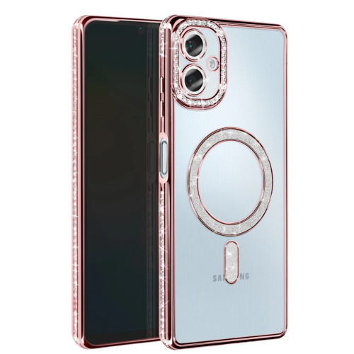 Samsung Galaxy A06 Kılıf Joke Seri Magsafe Özellikli Taşlı Simli Silikon Kapak