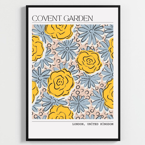 Çiçek Desenli Covent Garden Duvar Posteri-Estetik Dekoratif A2 Çerçevesiz