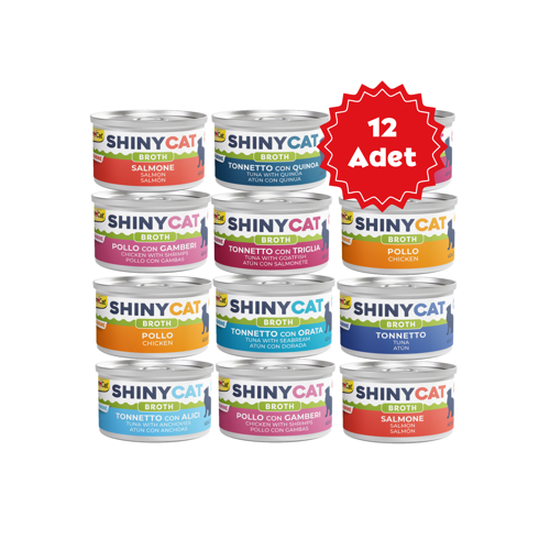 Shinycat Broth Sos içinde Karışık Kedi Konserve Mama 70grX12 Adet