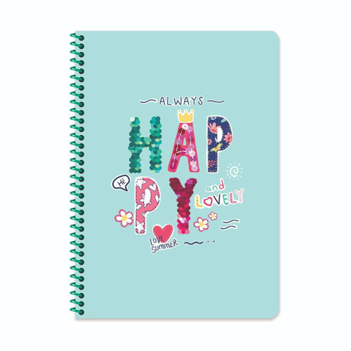 Keskin A4 Gloss Çizgili Spiralli Defter - Always Happy