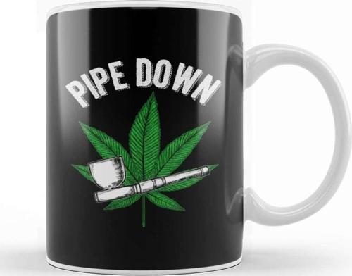 Marijuana Pipe Down Kupa Bardak Porselen