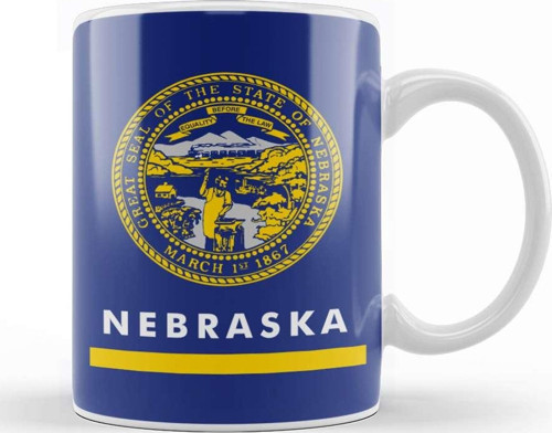 Nebraska State Flag Kupa Bardak Porselen