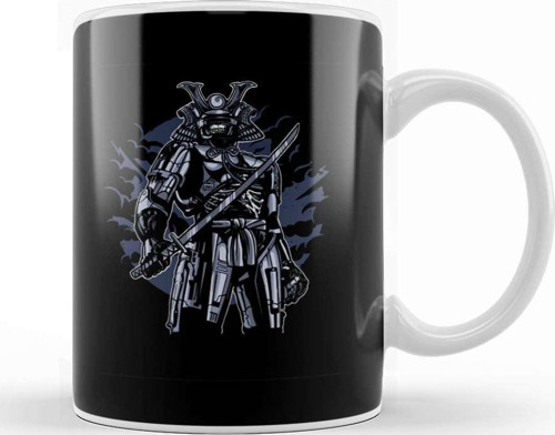 Samurai Robot Skull Kupa Bardak Porselen