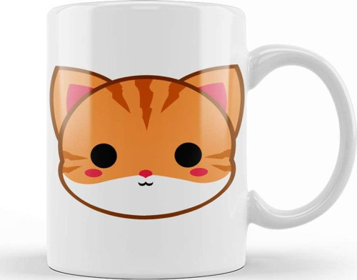 Cute Ginger Cat Kupa Bardak Porselen