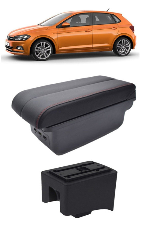 Volkswagen Polo 2019 Sonrası Delmesiz Vidasız Kol Dayama Kolçak Siyah Dikişli