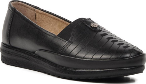 144 Siyah Hakiki Deri Kadın Günlük Ayakkabı