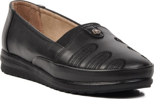 151 Siyah Hakiki Deri Kadın Günlük Ayakkabı