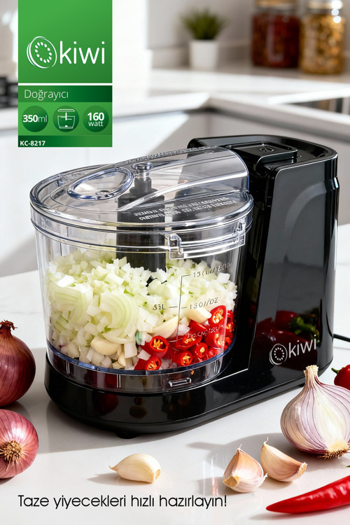 KC-8217 Mini Gıda Doğrayıcı | 350 ml Kapasiteli & Paslanmaz Çelik Bıçaklı