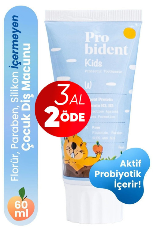 Çocuk Diş Macunu Doğal Florürsüz Şeftali Aromalı Aktif Probiyotik Çürük Önleyici