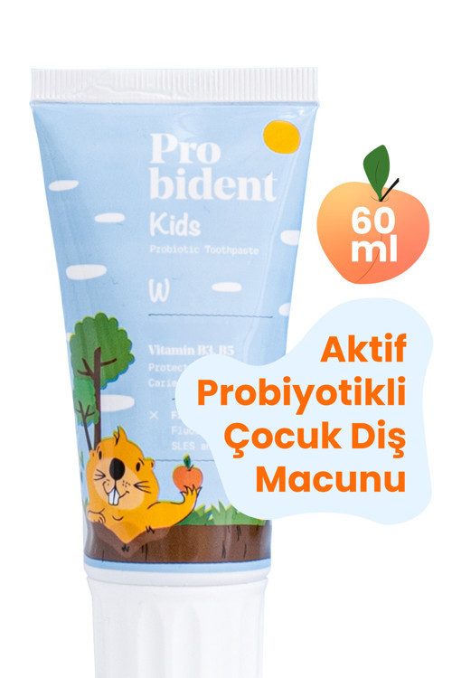 Çocuk Diş Macunu Doğal Florürsüz Şeftali Aromalı Aktif Probiyotik Çürük Önleyici