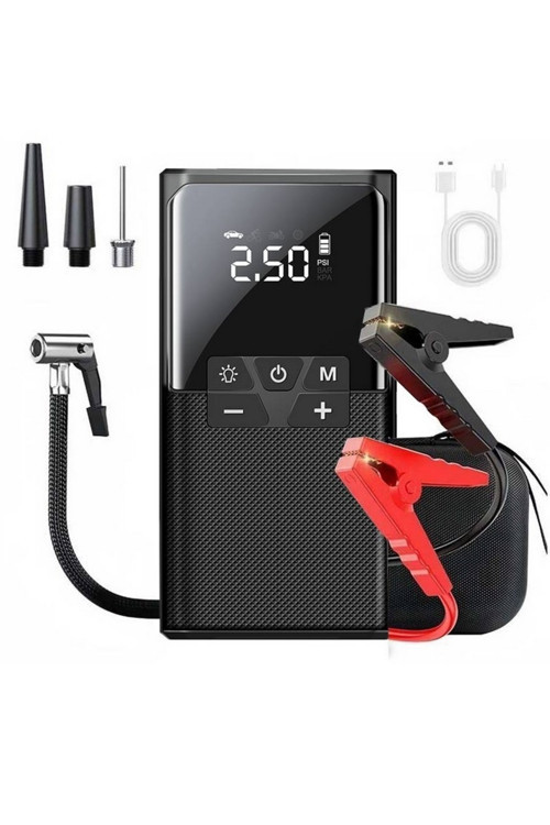 Multi Function Jump Starter Şarjlı Lastik Şişirme Pompası Akü Takviye Acil Durum Led Işık Powerbank