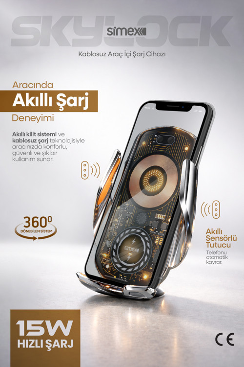 15W Kablosuz Şarjlı Araç İçi Telefon Tutucu Kancalı Araba Havalandırma Standlı Wireless Şarj Cihazı Aleti