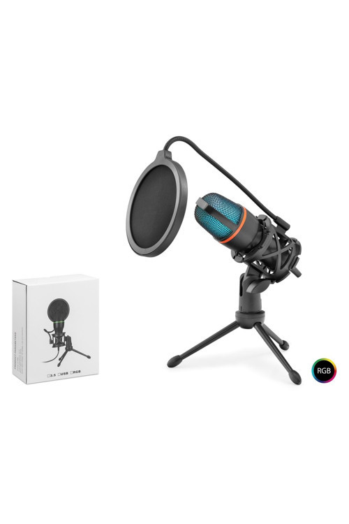 ME4RGB Gaming RGB Tripod Mikrofon Pop Filtreli Type-C 192kHz 24Bit - Siyah