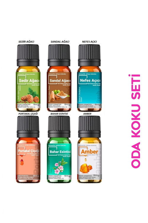 Efsane Çiçek Özleri Oda Kokusu %100 Saf & Doğal Koku 6lı Set 6x10ml Esansiyel Uçucu Yağ