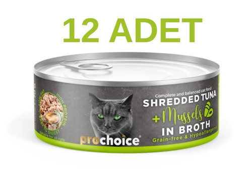 Deluxe Shredded Ton Balıklı ve Midyeli Kedi Konservesi 12x70 gr
