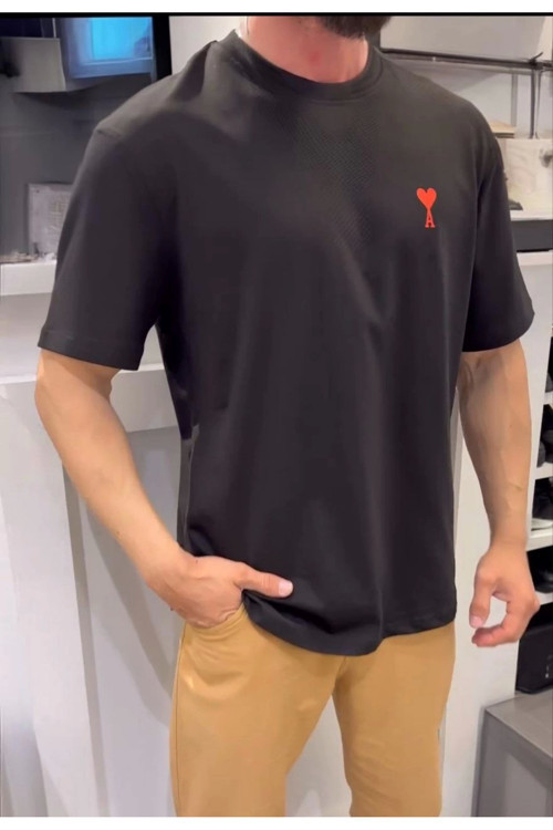 beybunn Unisex Bisiklet Yaka Baskılı Oversize T-Shirt - Siyah
