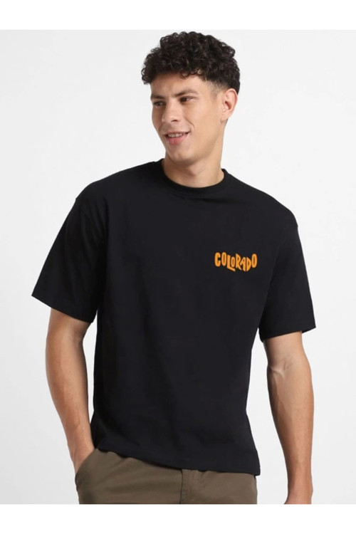beybunn Erkek Baskılı Oversize T-shirt - Siyah