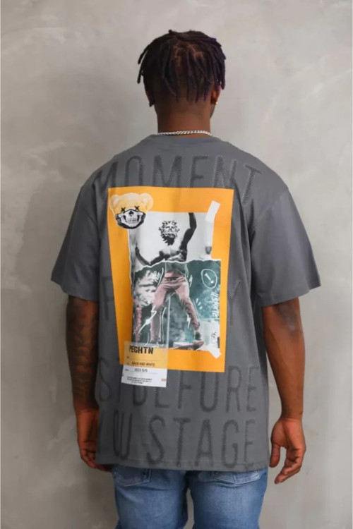 Pusula Sepeti Unisex Baskılı Oversize T-Shirt - Füme